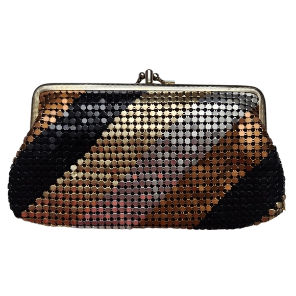 Vintage Change Purse Small Top Clasp Clutch Black Copper Silver By Marlo - Picture 1 of 5